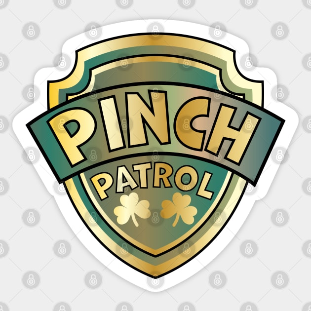 Pinch Patrol Badge St. Patrick's Day Lucky Shamrock Sticker by OrangeMonkeyArt